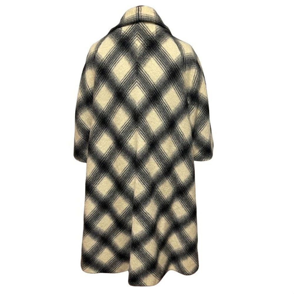 Marshall Fields & Co Vintage Coat With Attached Scarf 3/4 Sleeve Plaid - Picture 4 of 11
